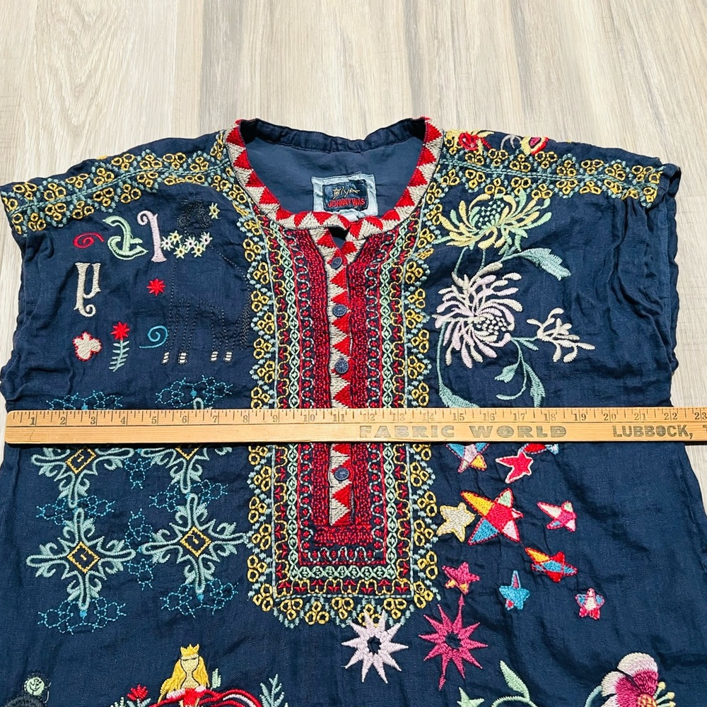Johnny Was Biya Mishti Linen Embroidered Mini Dress size XL - Picture 4 of 9